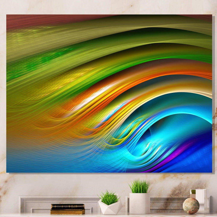 Colorful Fractal Water Ripples - Modern Bedroom Wall Art