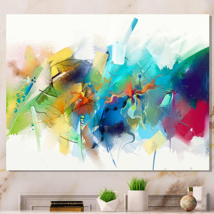 Brush Stroke Colorful Oil Painting - Modern Bedroom Wall Art