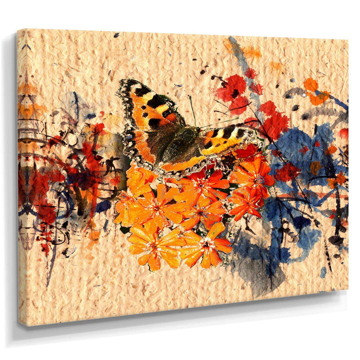 Orange Buttlerfly in Watercolor Painting - Floral Wall Art Prints
