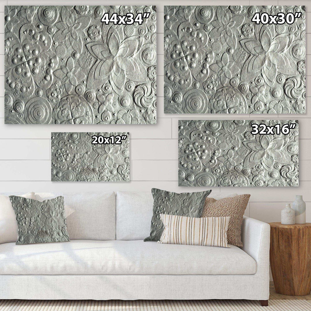 Silver flower embossing - Floral Living Room Wall Decor