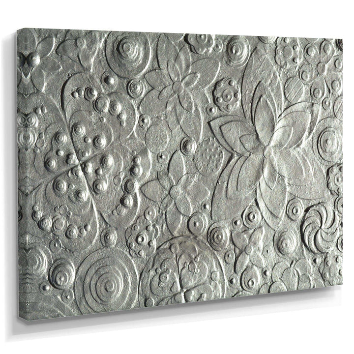 Silver flower embossing - Floral Living Room Wall Decor