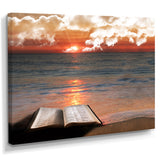 Open Bible in Cloudy Sunset