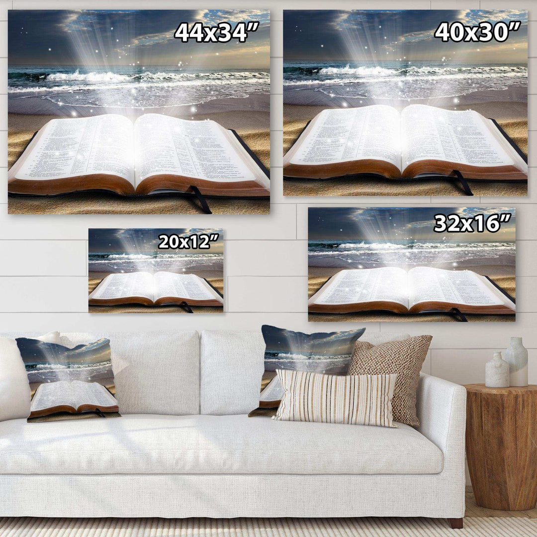 Jesus Bible at beach
