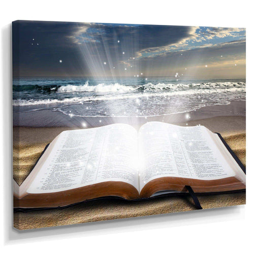 Jesus Bible at beach
