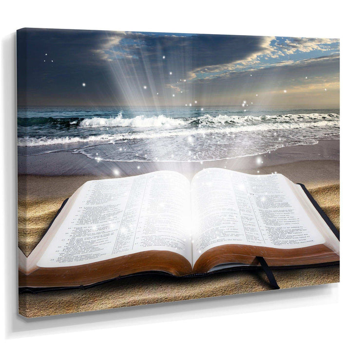 Jesus Bible at beach