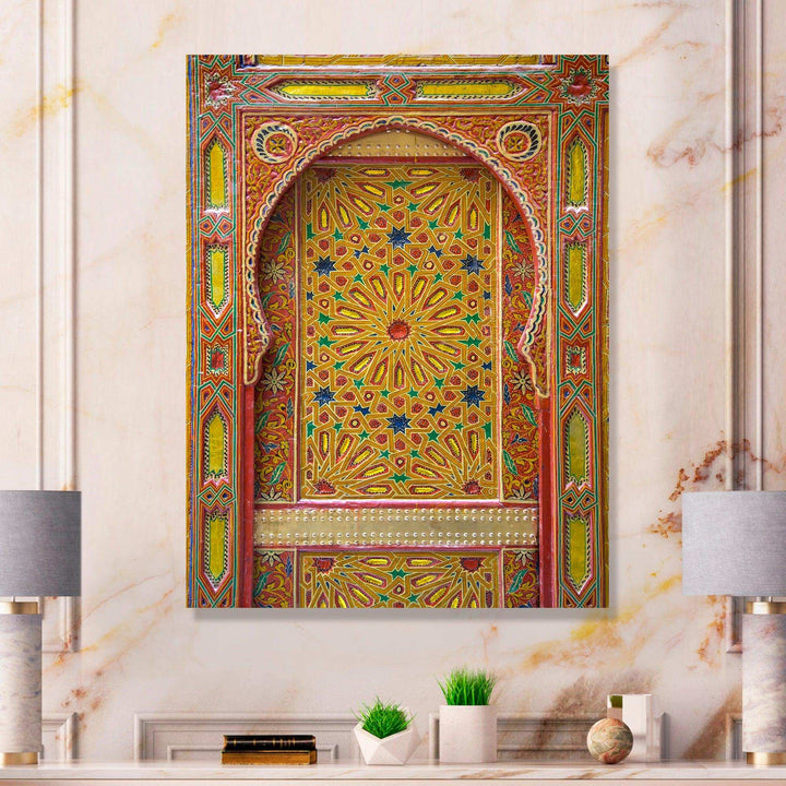 Moroccan Entrance Door in Fez - Traditional Living Room Wall Decor