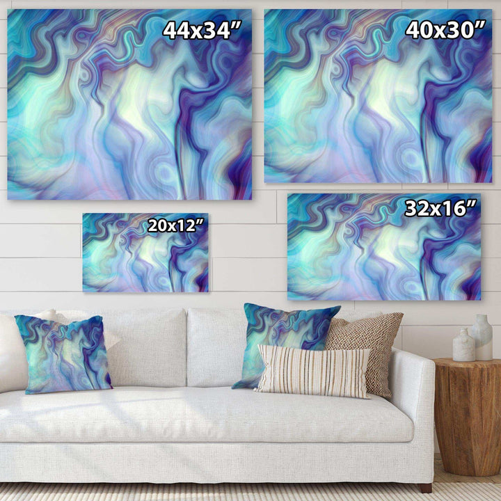 Marbled Colours in Shades of Turquoise and Purple - Modern Canvas Wall Art