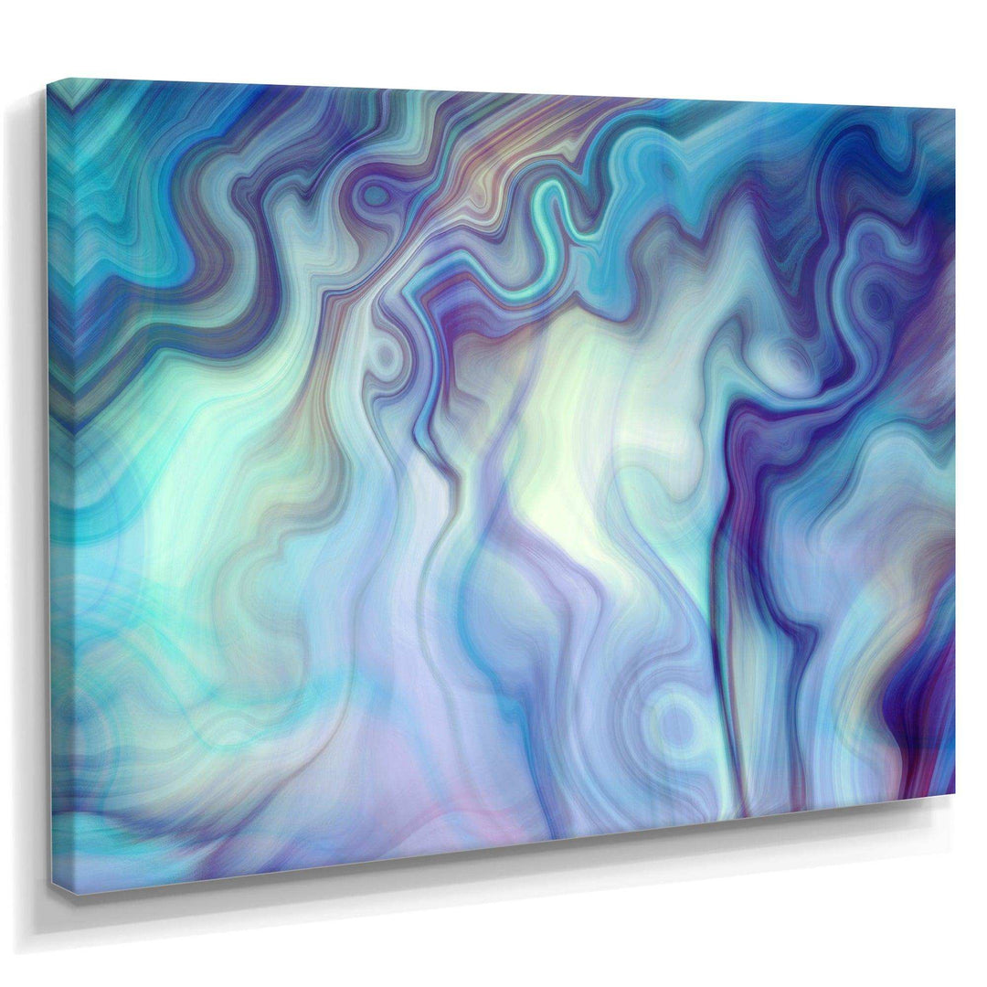 Marbled Colours in Shades of Turquoise and Purple - Modern Canvas Wall Art