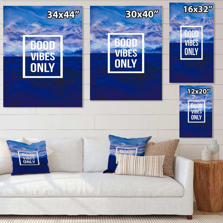 Good Vibes Only on Blue Abstract Background - Traditional Wall Art Prints