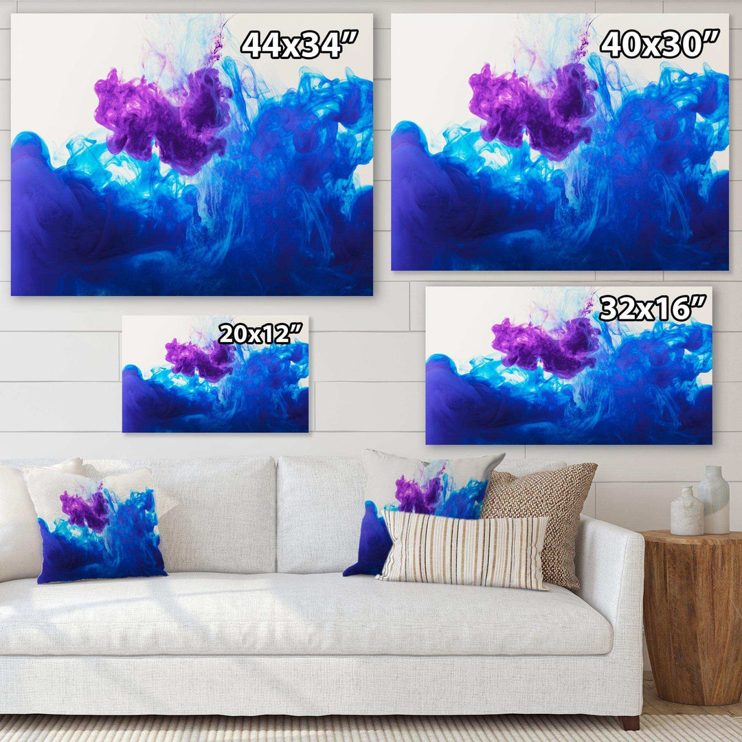 Blue and Purple Ink Composition - Mid-Century Modern Living Room Wall Decor