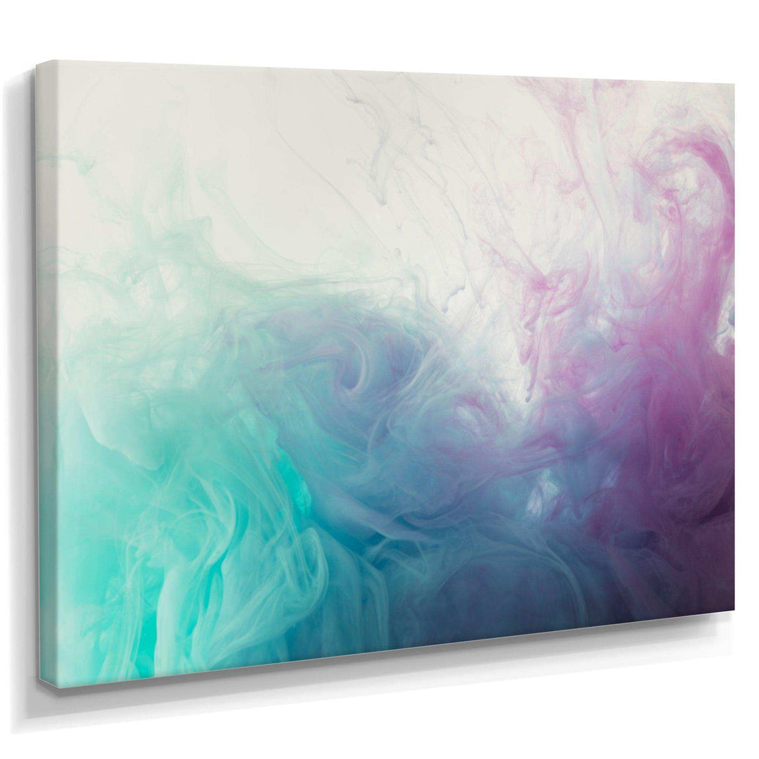 Cyan, Blue and Pink water in Ink Composition - Mid-Century Modern Canvas Wall Art