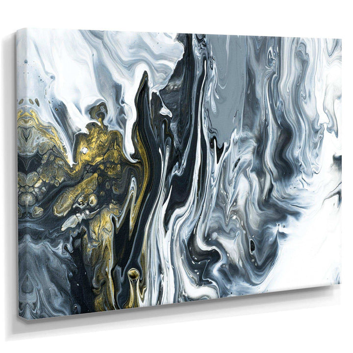 White, grey and White Hand Painted Marble Acrylic - Mid-Century Modern Bedroom Wall Art