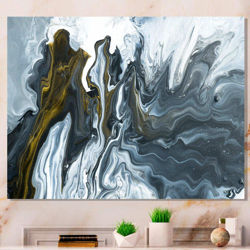 Grey, Yellow and White Marble Acrylic - Mid-Century Modern Wall Art Prints