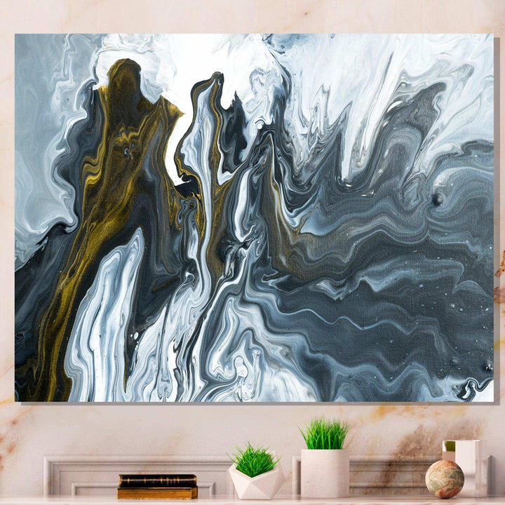 Grey, Yellow and White Marble Acrylic - Mid-Century Modern Wall Art Prints