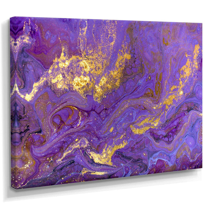 Gold And Purple Marbled Rippled Texture I - Modern Bedroom Wall Art