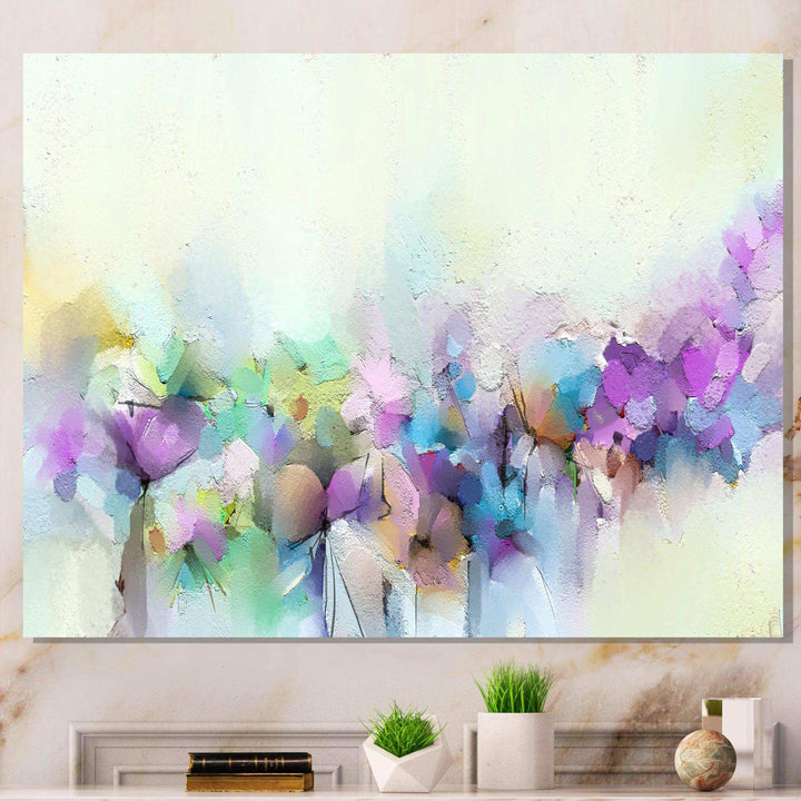 Yellow And Purple Spring Flowers - Traditional Canvas Wall Art