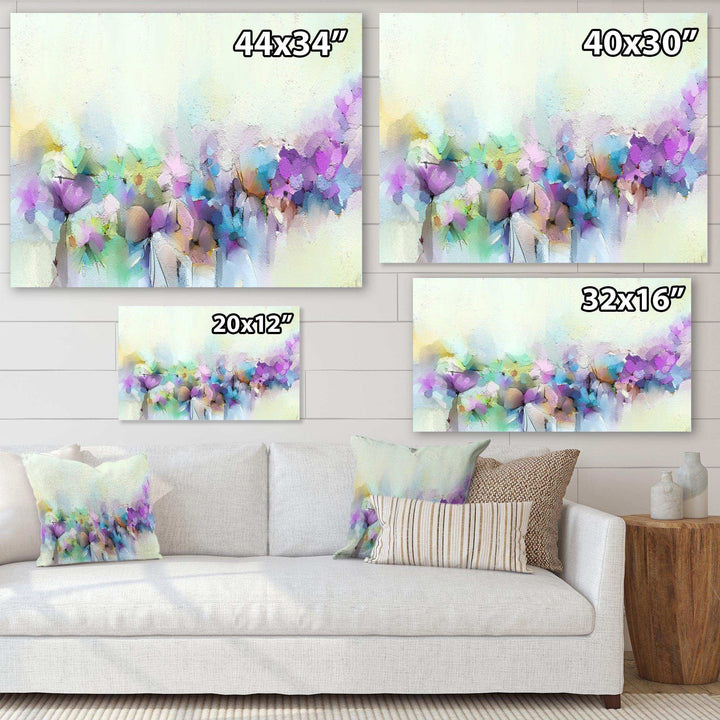 Yellow And Purple Spring Flowers - Traditional Canvas Wall Art