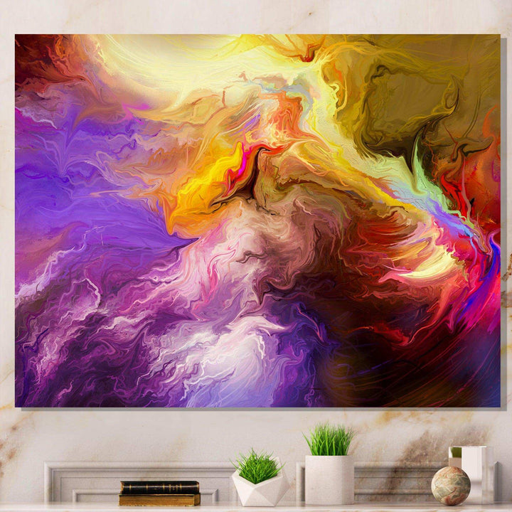 Oil Painted Purple And Yellow Clouds - Modern Wall Art Prints