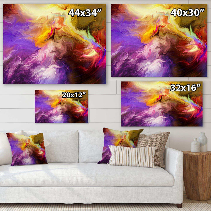Oil Painted Purple And Yellow Clouds - Modern Wall Art Prints