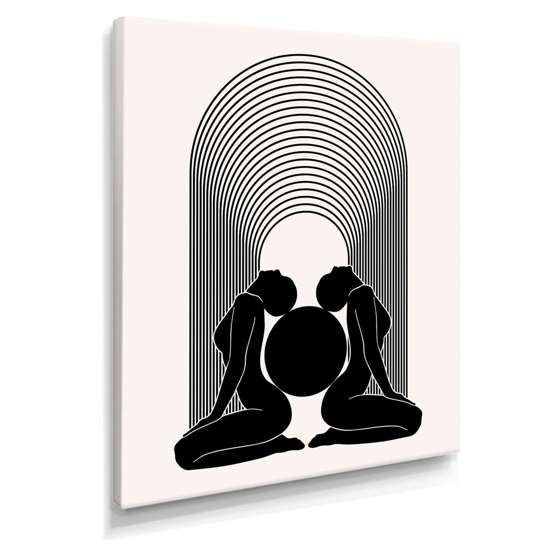 Empowered Cosmic Women Geometric Goddess Series Black And White I - Modern Canvas Wall Art