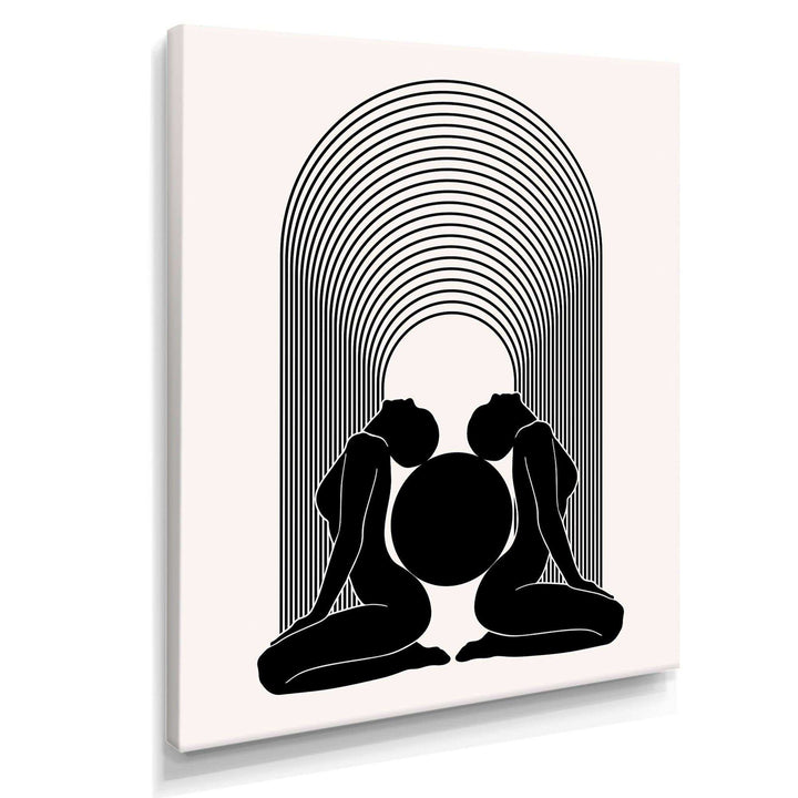 Empowered Cosmic Women Geometric Goddess Series Black And White I - Modern Canvas Wall Art