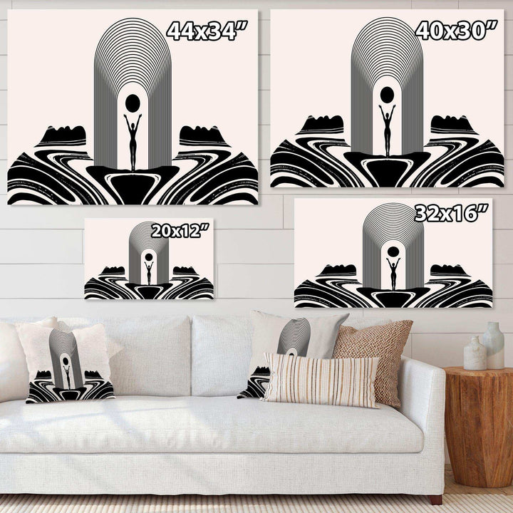 Empowered Cosmic Women Geometric Goddess Series Black And White III - Modern Living Room Wall Decor