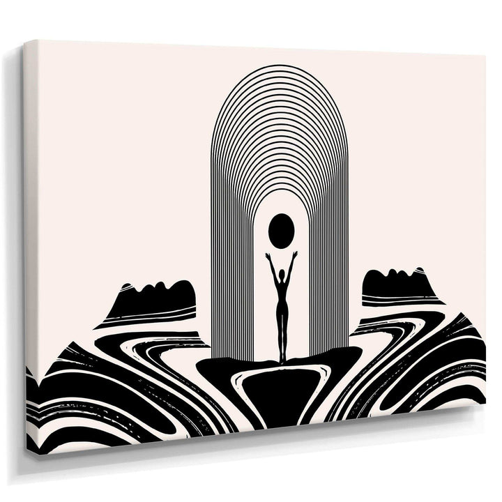 Empowered Cosmic Women Geometric Goddess Series Black And White III - Modern Living Room Wall Decor