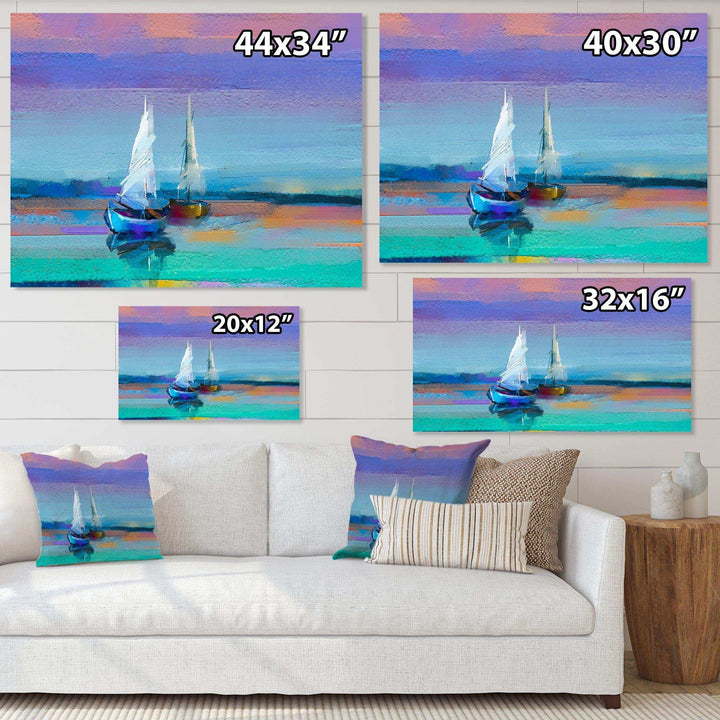 Impressionist Seascape With Little Ships II - Nautical &amp; Coastal Wall Art Prints