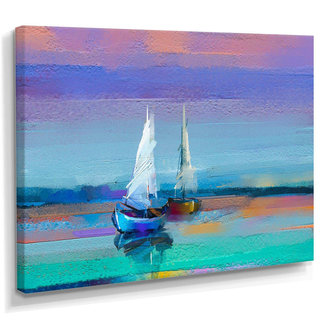 Impressionist Seascape With Little Ships II - Nautical &amp; Coastal Wall Art Prints