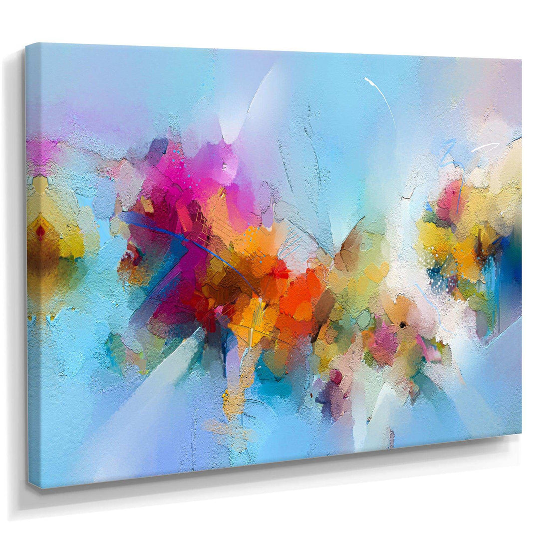 Purple Yellow And Blue Abstract Flower Compostion II - Farmhouse Wall Art Prints