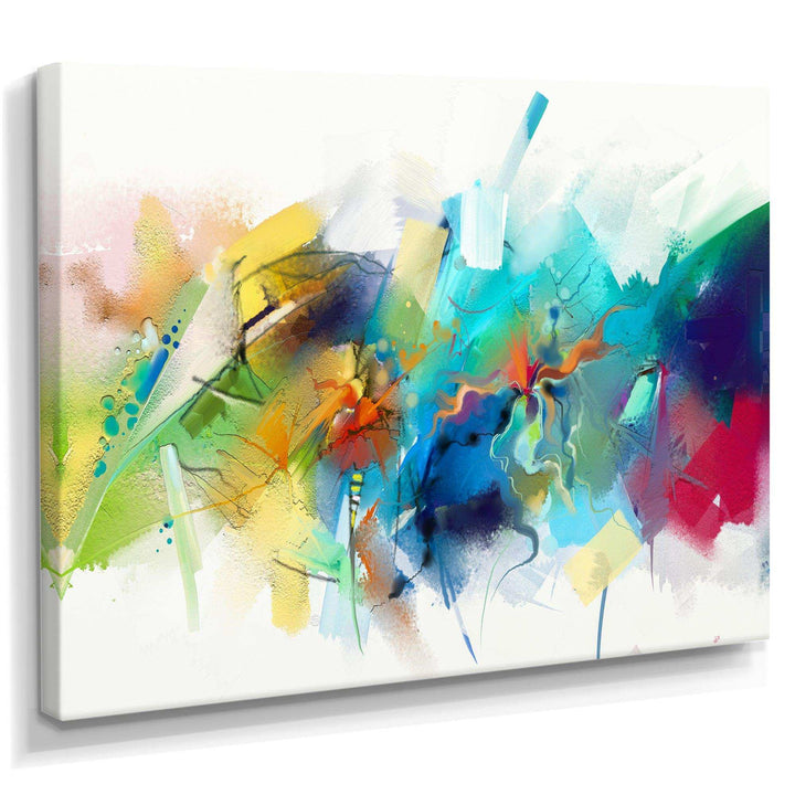 Turquoise Story With Touches Of Yellow And Red - Modern Bedroom Wall Art