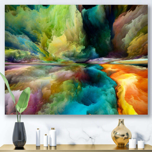 Colorful Motion Gradients Of Surreal Mountains And Clouds - Modern Canvas Wall Art