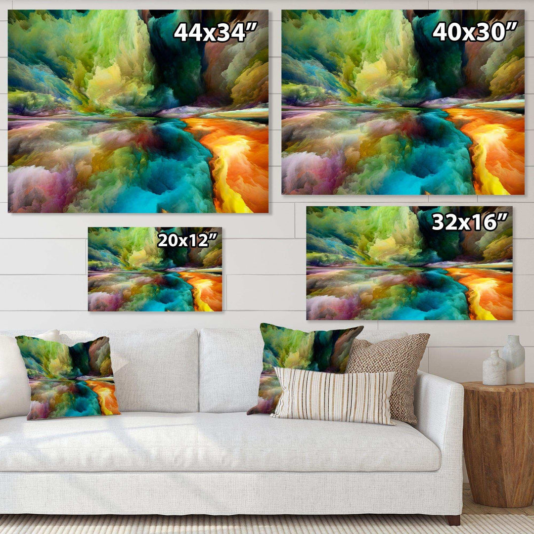 Colorful Motion Gradients Of Surreal Mountains And Clouds - Modern Canvas Wall Art