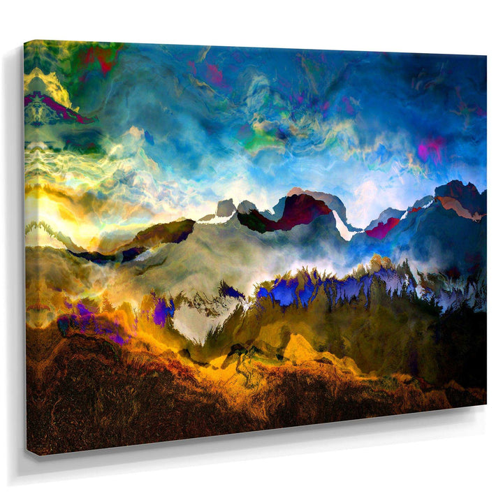 Mountainscape With Dark Blue Dark - Farmhouse Living Room Wall Decor