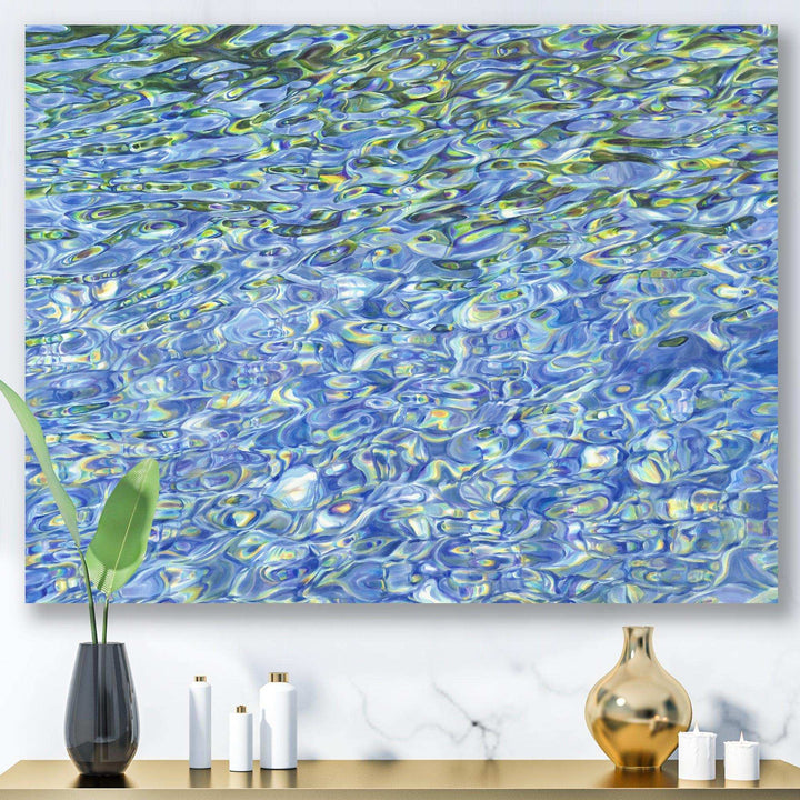 Sunny Water With Transparent Waves Reflecting Gentle Sunshine II - Modern Bedroom Wall Art