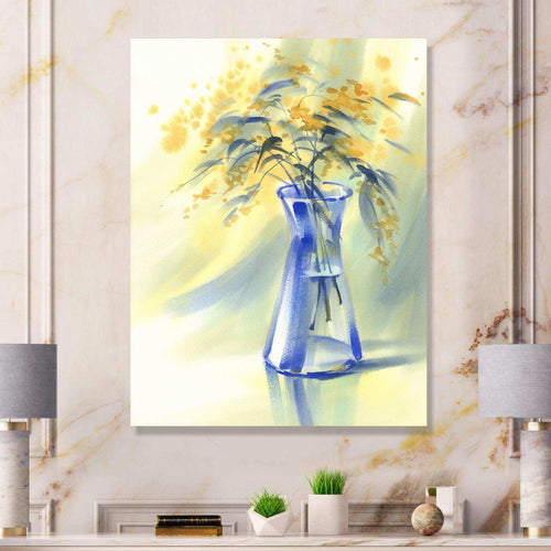 Summer Flowers In Blue Glass Bottle