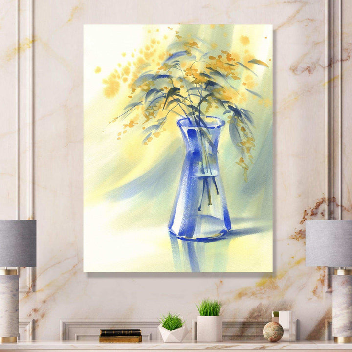 Summer Flowers In Blue Glass Bottle