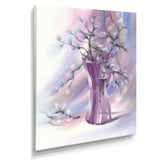 Pussy Willow Branches In Violet Glass Vase
