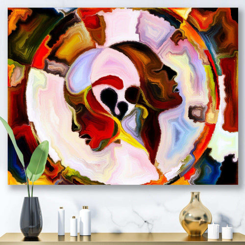 Union Of Male And Female Faces III - Modern Canvas Wall Art