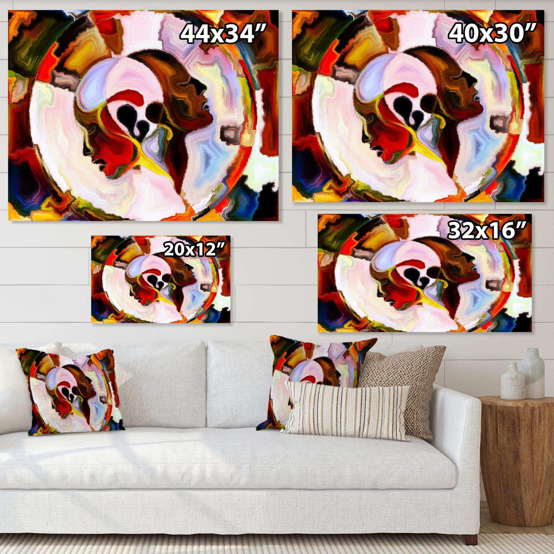 Union Of Male And Female Faces III - Modern Canvas Wall Art