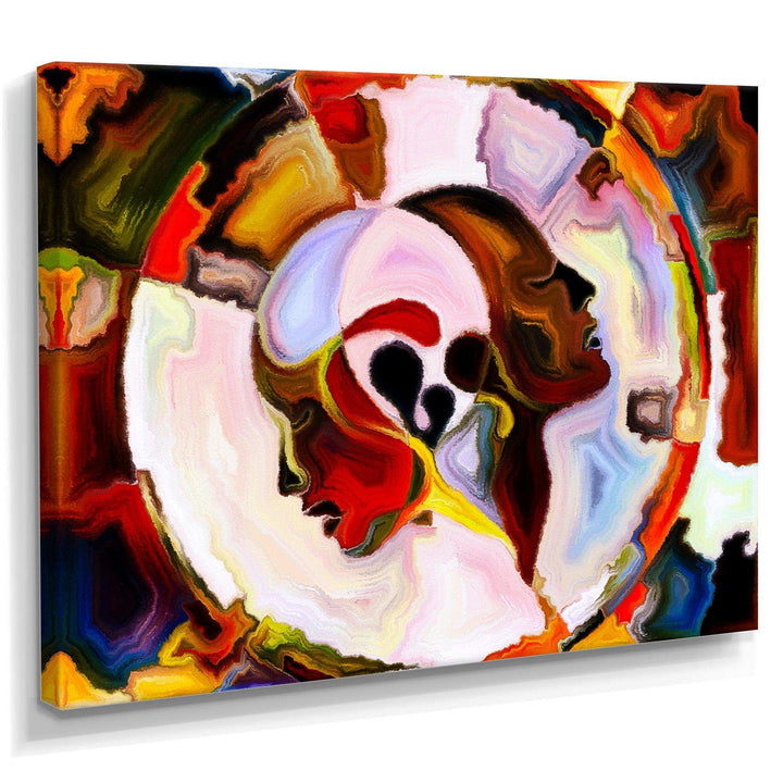 Union Of Male And Female Faces III - Modern Canvas Wall Art