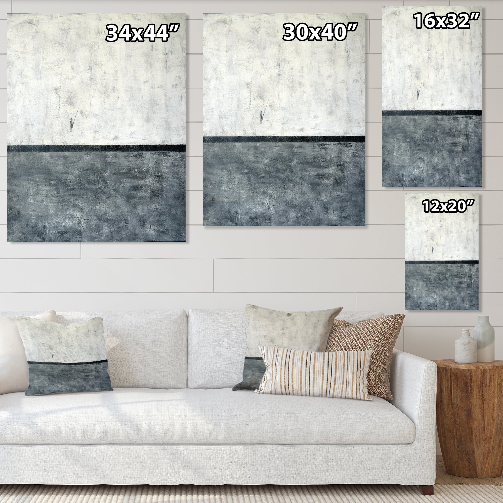 Grey and White Abstract Art Painting