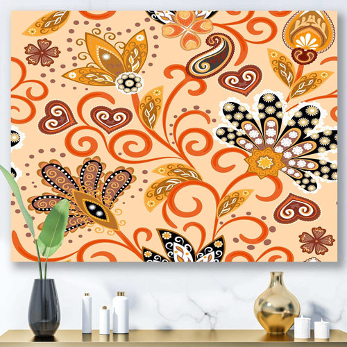 Retro Indian Floral Batik III - Bedroom Wall Art