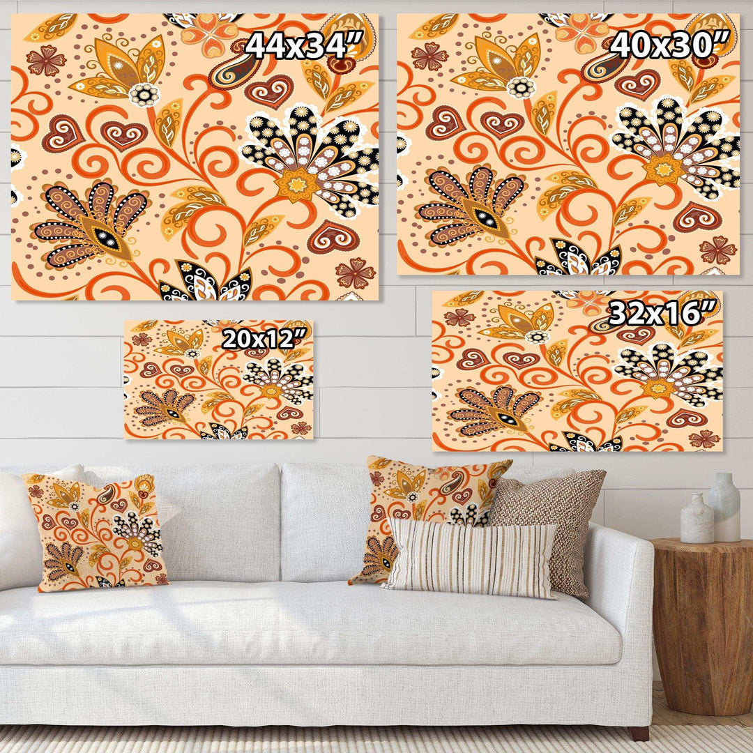 Retro Indian Floral Batik III - Bedroom Wall Art