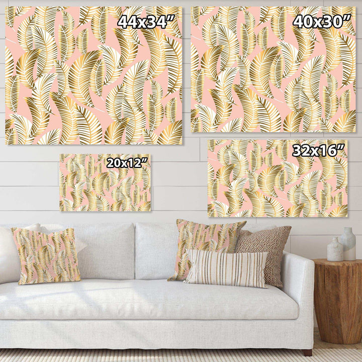 Golden Palm Leaves I - Living Room Wall Decor