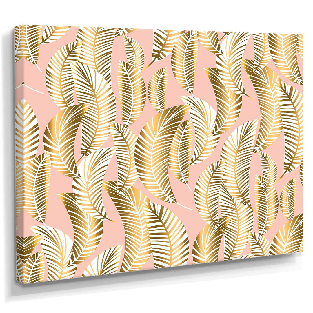 Golden Palm Leaves I - Living Room Wall Decor