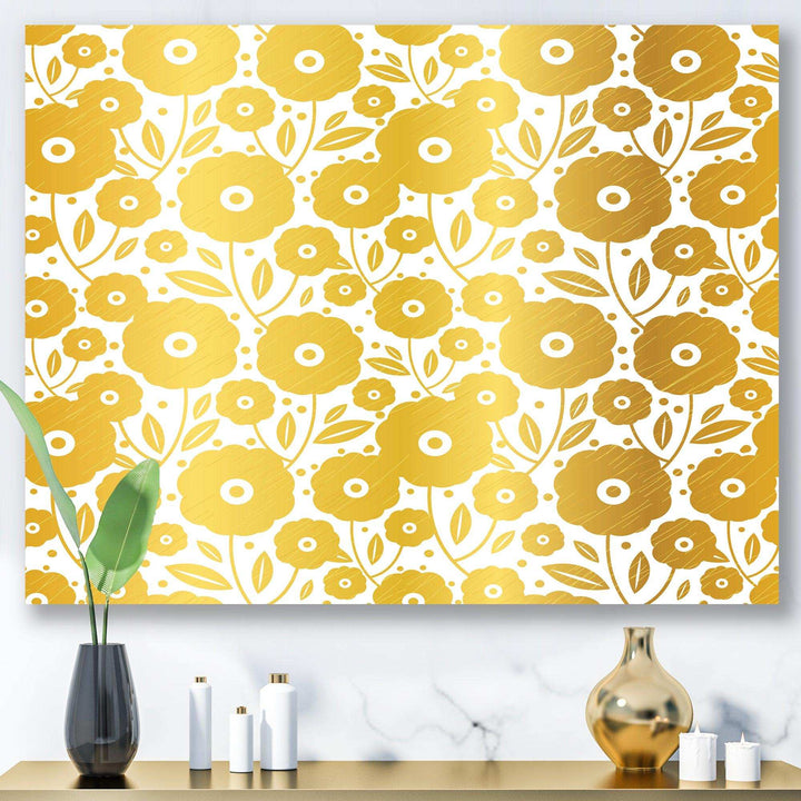 Golden Floral I - Living Room Wall Decor