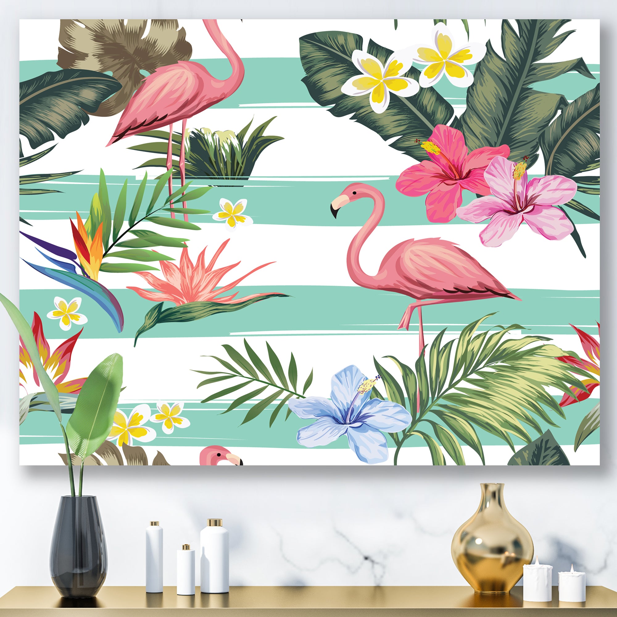 Tropical Botanicals, Flowers and Flamingo
