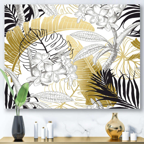 Golden Tropical Pattern I - Canvas Wall Art