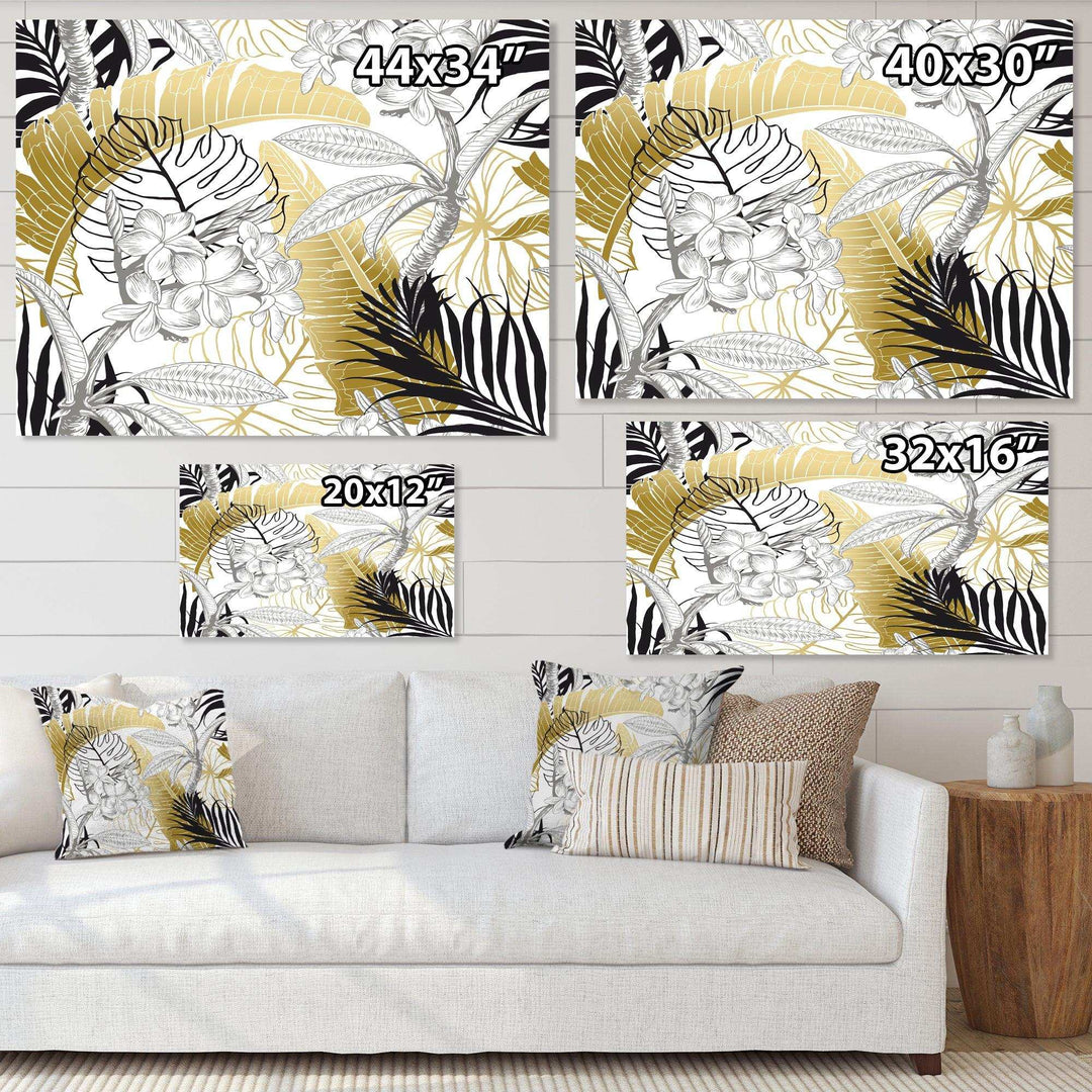 Golden Tropical Pattern I - Canvas Wall Art